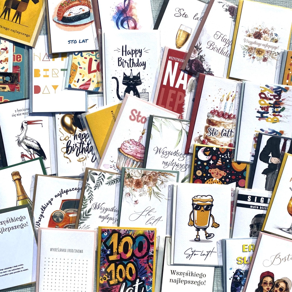 Kartki okolicznościowe hurt -25szt różnych kart